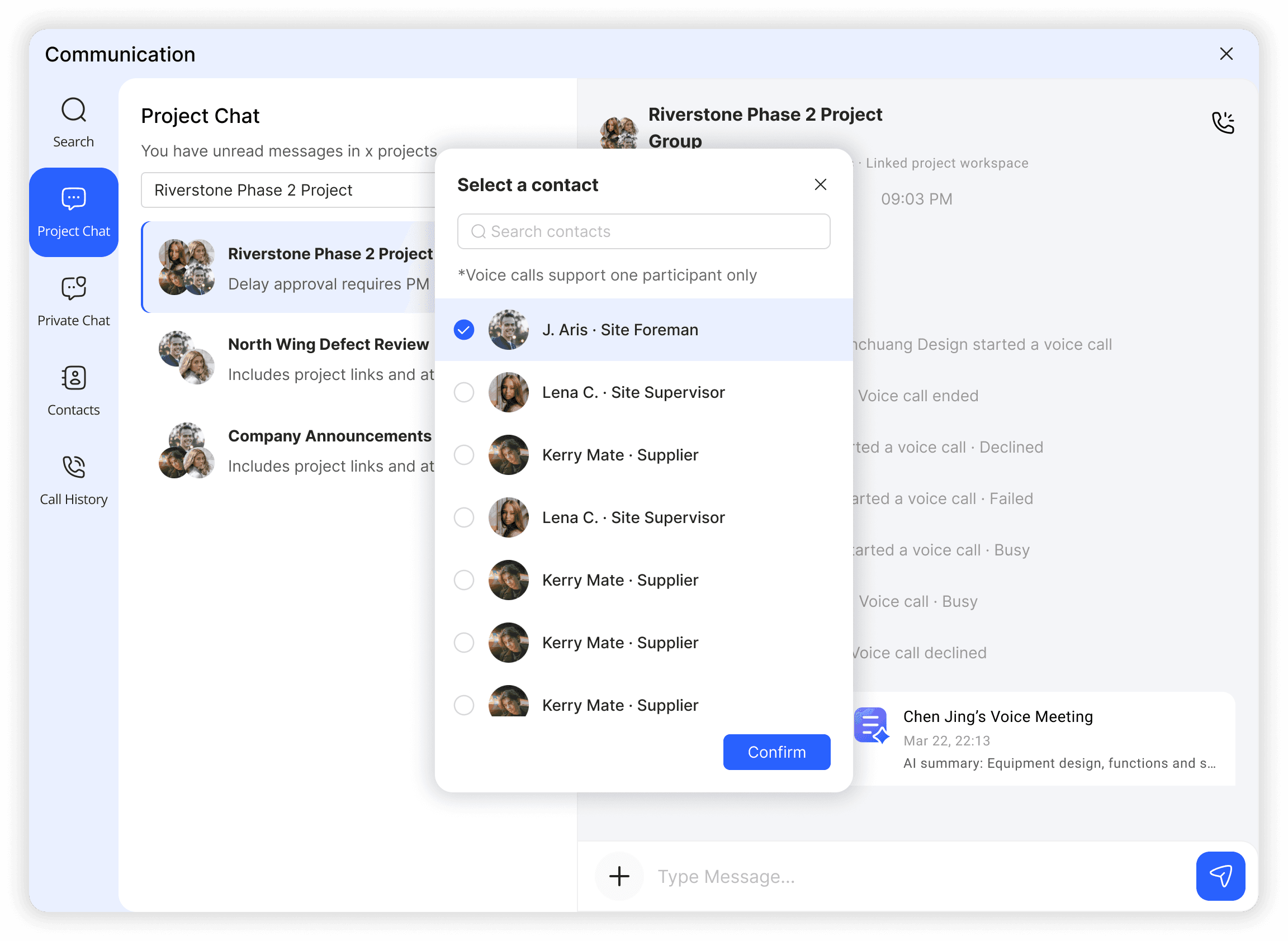 Connected project conversation