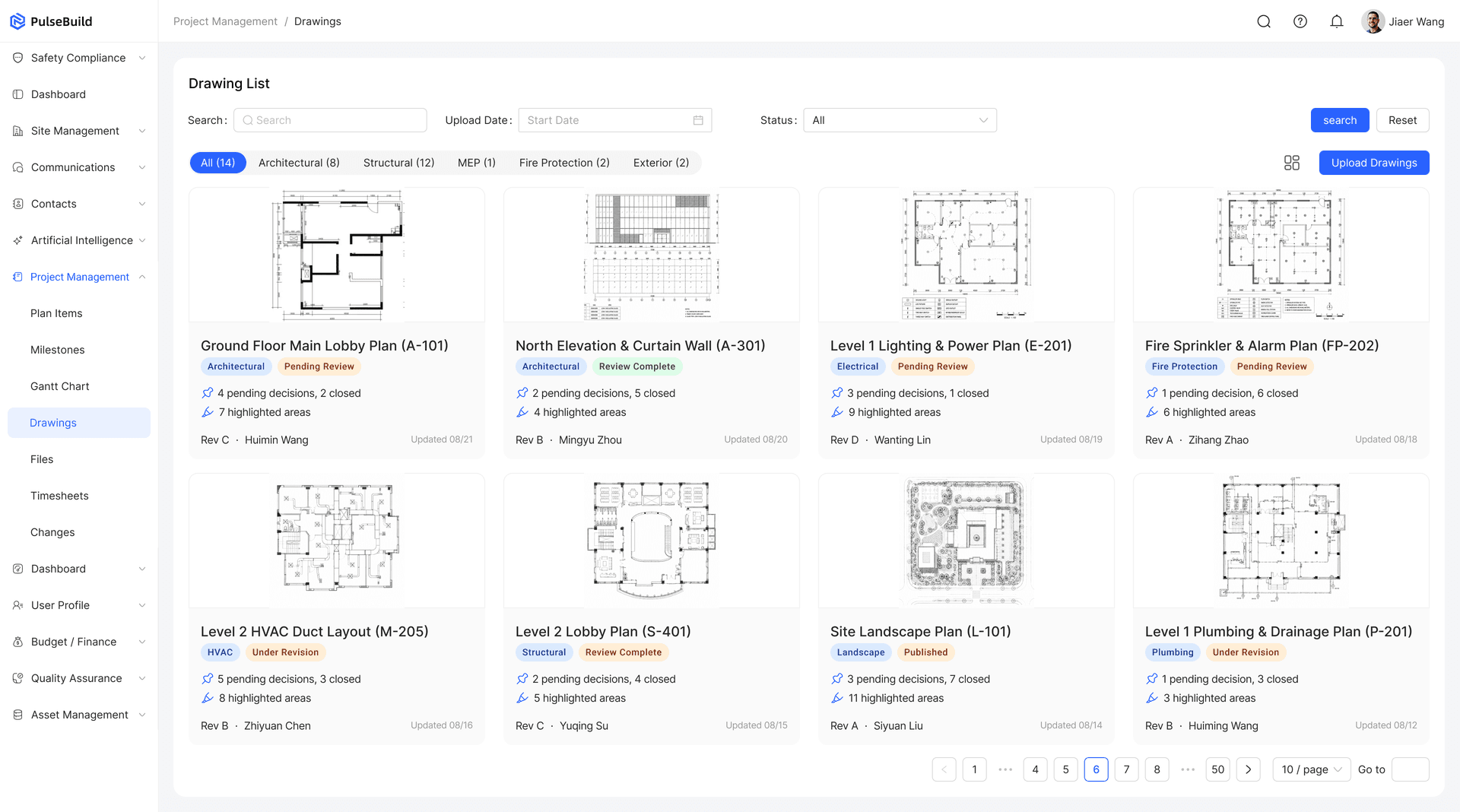 PulseBuild drawing register
