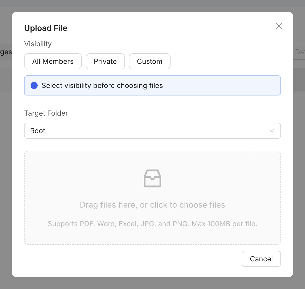 Project document upload form