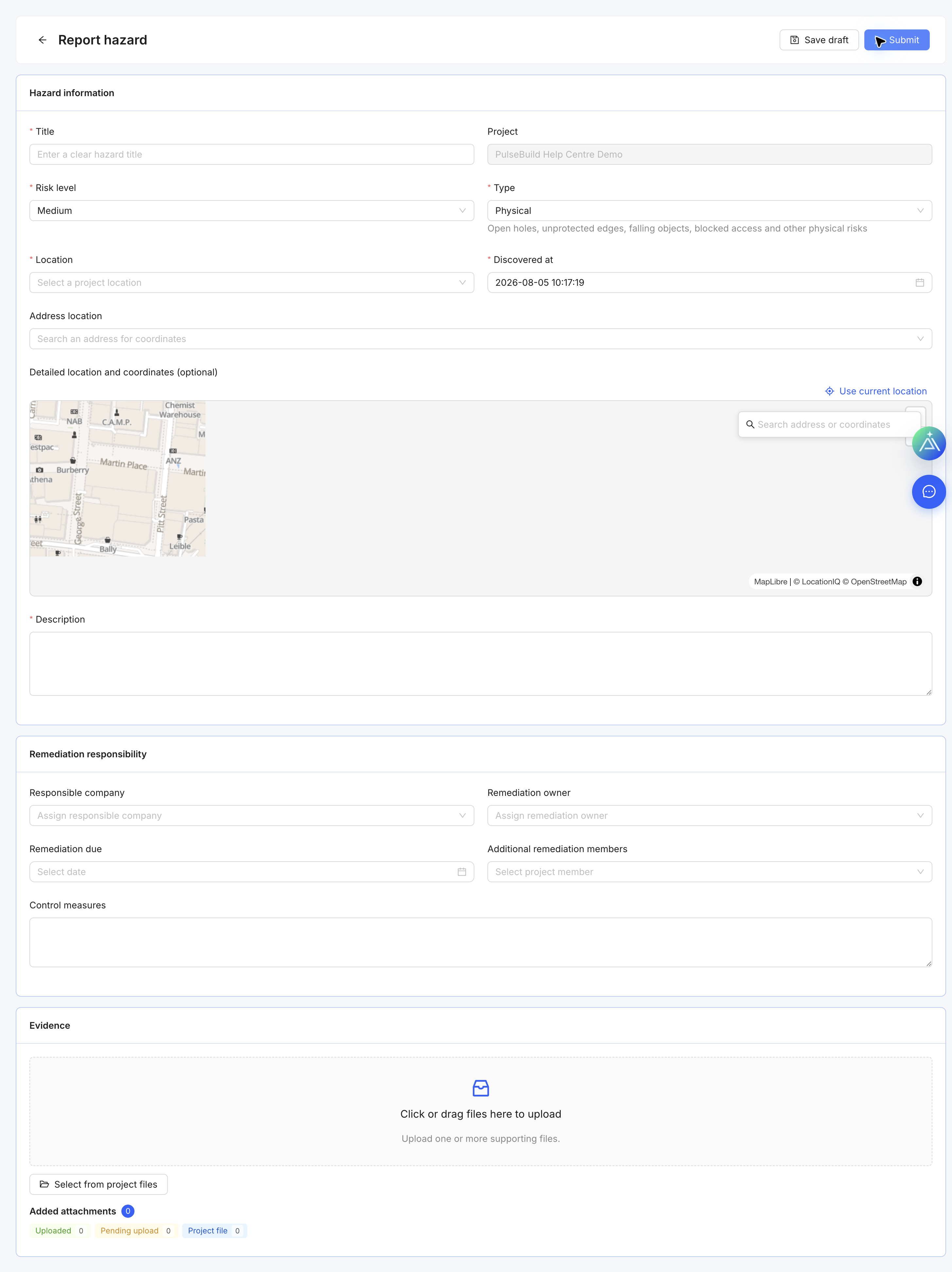 Complete Hazard form