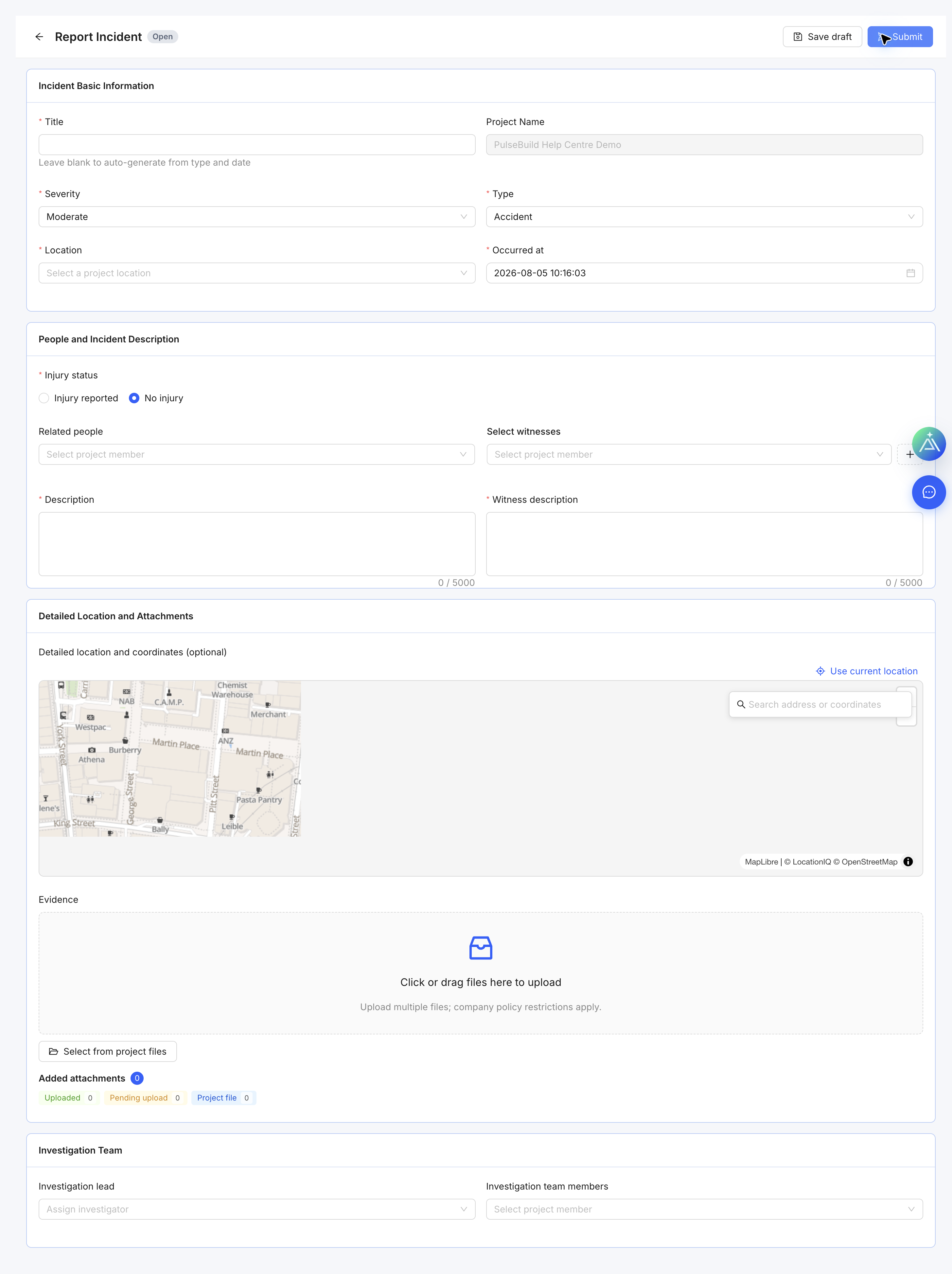 Complete Incident form